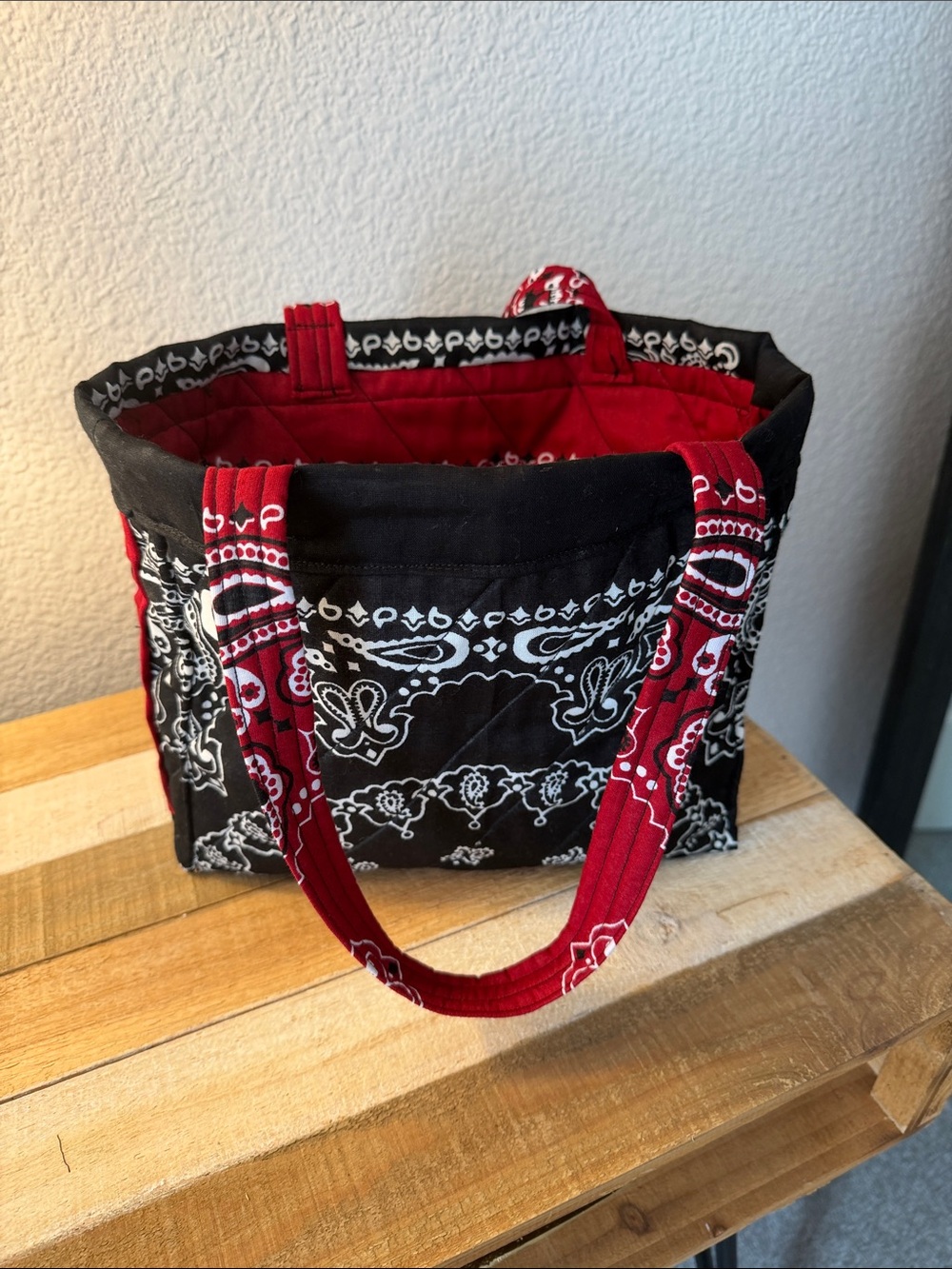 Red & Black Bandana-Print Women’s Tote Bag handmade